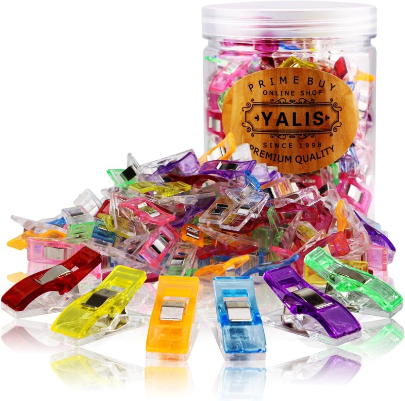 Yalis 100 Pcs Premium Sewing Clips Multipurpose Sewing Accessories Quilting Supplies Crafting Tools, Assorted 9 Bright Colors - Image 1